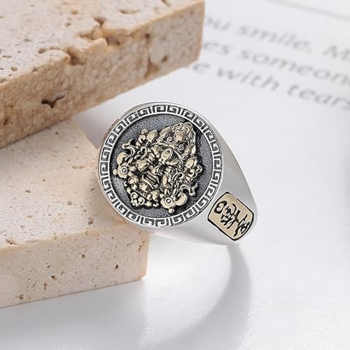 925 Sterling Silver Mens Ring, Adjustable Promise Ring Men Wide Vintage Adjustable2