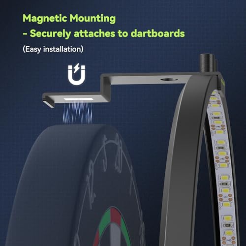 STASUN 360° Dartboard Light,White LED Darts Lighting,Dimmable Dart Board Surround Ring Lighting System,12W 6500K Magnetic Darts Light and Accessories for the Whole Board - Image 4