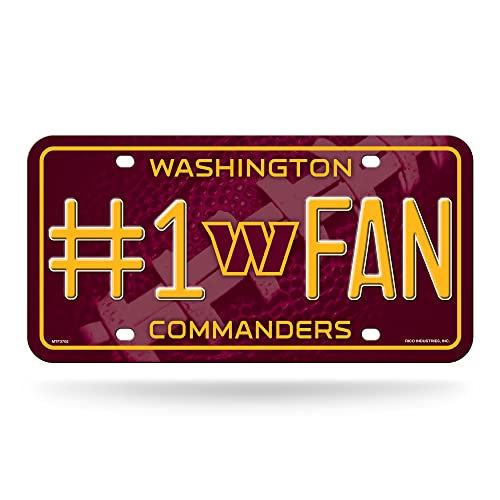 Rico Industries NFL Washington Commanders #1 Fan #1 Fan Metal Auto Tag 8.5