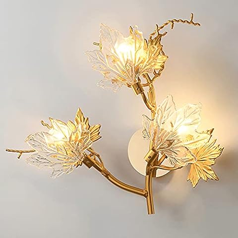 KAIKEA Simple and Stylish Postmodern Wall Lamp Maple Leaf Shape Decoration Wall Sconce G9*2 Socket Lighting Fixtures for Living Room Villa Hotel Designer Model Room Background Wall [Energy Class A++] Cover