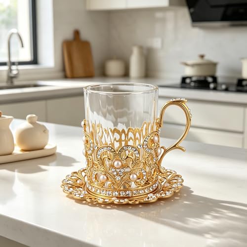 Set d'assaisonnement en verre doré pour éviter les flacons renversés