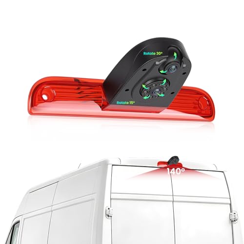 CAMECHO Vision Nocturne Double Caméra de Recul Feu Stop pour Fiat Ducato 2006-2018 | Peugeot Boxer 2006-2018, Camera Recul Réglable à 30°/15° avec...