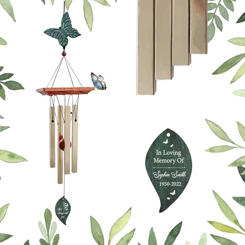 Image of Personalized Sympathy Wind Chimes, Sympathy Gifts for Loss of a Loved One, Wind Chimes Customized Memory Words for Loss of Loved, Bereavement /Condolence /Memorial Gift for Loss