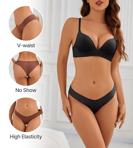 No Show Underwear Women Soft Seamless Bikini Panties Invisibles Breathable V Cut Cheeky 6 Pack4