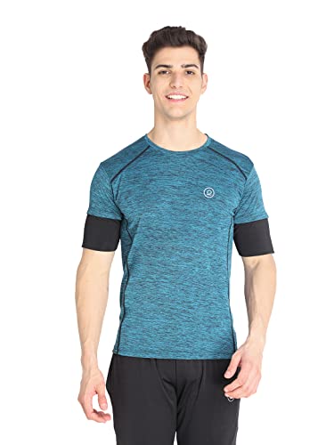 Image of CHKOKKO Men's Round Neck Half Sleeves Regular Dry Fit Gym Sports T-Shirt Sea Green L