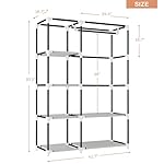 VTRIN Wardrobe Closet, 41.7 Inch Wide Portable Closets for Hanging Clothes with 1 Hanging Rod, 6 Shelves, 6 Pockets, Clothes Rack with Cover Portable Wardrobe Closet for Bedroom, Dorm, Black - Image 3