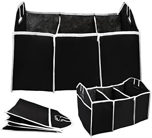 Zsanhua Car Boot Organiser, Multi-Compartment Collapsible Folding Vehicle Tidy Storage Box Case Car Trunk Storage Bag with Non-Slip Carry Handles Travel Organiser Tool Bag - Car Accessories