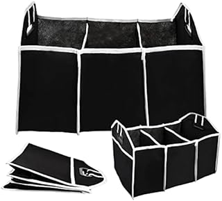Zsanhua Car Boot Organiser, Multi-Compartment Collapsible Folding Vehicle Tidy Storage Box Case Car Trunk Storage Bag with Non-Slip Carry Handles Travel Organiser Tool Bag - Car Accessories
