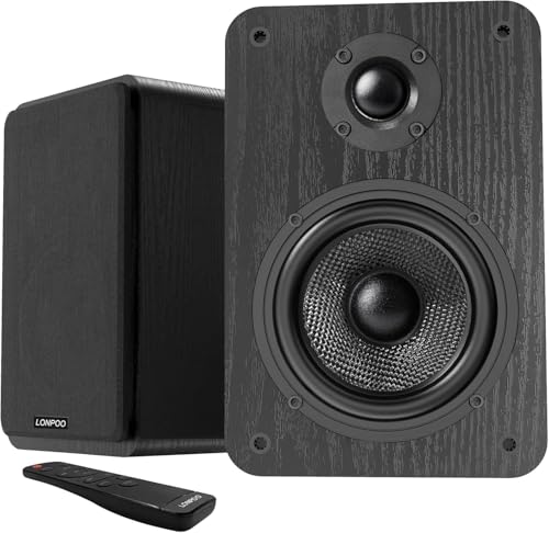 Image of LONPOO Bluetooth Bookshelf Speakers for Turntable - Wireless 60W RMS Bluetooth - Powerful Home Music System - Home Theater Systems, Studio Monitors