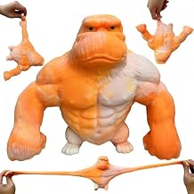 Squeeze Toy, Squishy Monkey Toy,Stretchy Glue-Sand Filled Rubber Gorilla,Elastic Stretchable, Autism,Decompression Toy for Adults and Children Animal for,Gift for Christmas, Orange Medium