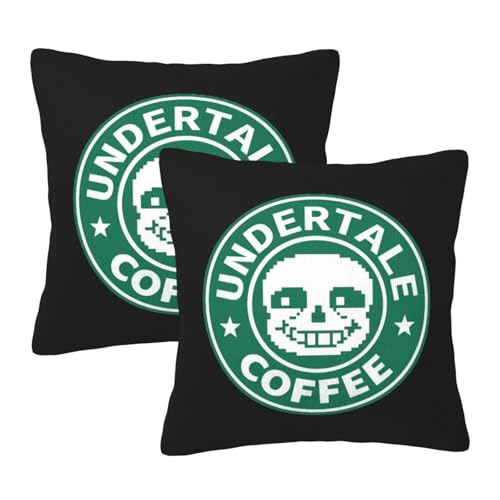 枕カバー アンダーテール コーヒー サンズ クッションカバー 2枚セット 座布団カバー まくらカバー おしゃれ 可愛い ソファ背当て 抱き枕 インテリア飾り オフィス 部屋飾り 四季通用 45×45cm