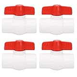 4Pcs 1" PVC Ball Valve Water Pipe Shut-off Valve Socket with Red T-Handle for Cold Water Supply lines, Irrigation Pipe fitting System(Socket x Socket), Schedule 40