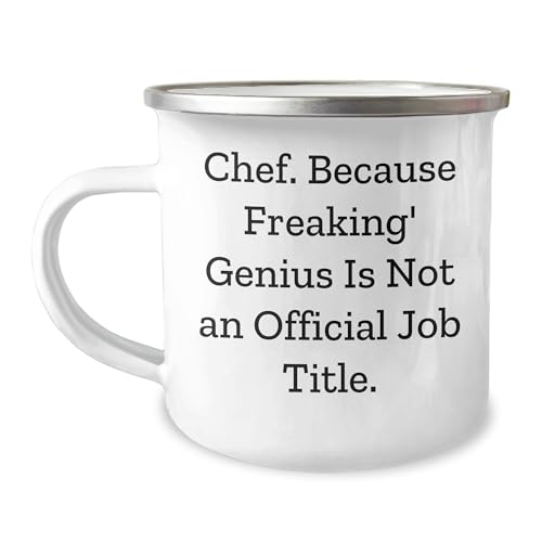 Chef Camping Mug - Funny Quote: Chef Because Freaking genius Is Not An Official Job Title., Unique Christmas Unique Gift for Men, Women, Friends, Coworkers, and Family