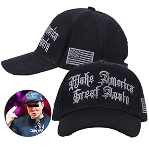 Donald Trump Gothic Dark MAGA Hat Make America Great Again Slogan with USA Flag Adjustable Baseball Cap Black