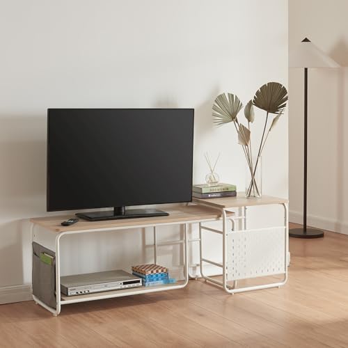 [en.casa] Ensemble de Meuble TV et Table d'Appoint Gigognes Set de Banc TV et Table Basse Meuble de Rangement pour Salon Acier Panneau de Particules Polyester...