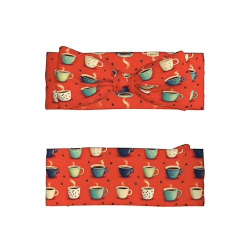 Cartoon Coffee Print Baby Girl Bows Headbands Baby Girls Newborn Headbands Infant Toddlers 0-6 Months2