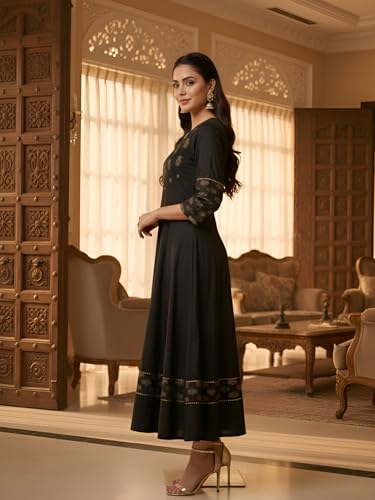 Image of Yash Gallery Women's Cotton Relaxed Fit Anarkali Kurta