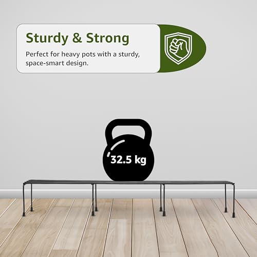 Image of Amazon Brand - Solimo Metal Plant Stand (Set of 4, Black) - Powder-Coated Iron, Heavy-Duty, Corrosion-Resistant, Indoor & Outdoor Use, 20x58x12 cm, Holds up to 32.5 kg