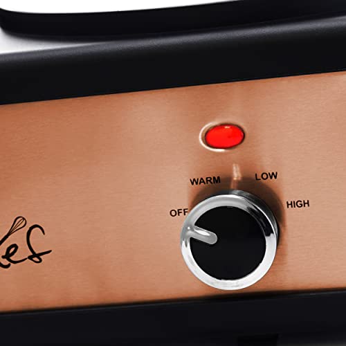 Megachef Triple 2.5 Quart Slow Cooker and Buffet Server in Brushed Copper and Black Finish with 3 Ceramic Cooking Pots and Removable Lid Rests - Image 7