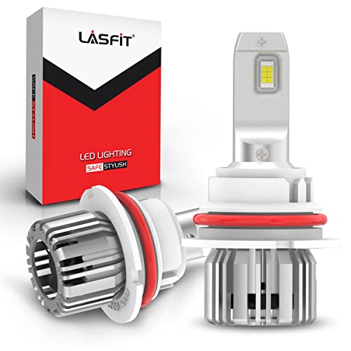 LASFIT 9007 HB5 LED Headlight Bulbs, 300% Super Brighter, 6000K Cool White 9007 LED Conversion Kit, Plug-and-Play 9007 Halogen Replacement, Mini Size, Pack of 2