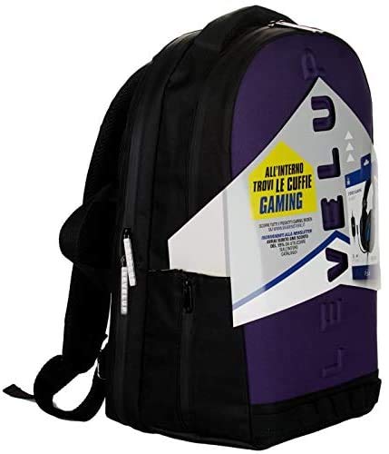 Level Up Zaino Scuola Viola Rotondo con Cuffie Gaming 32x42x17 cm + Omaggio Penna Colorata