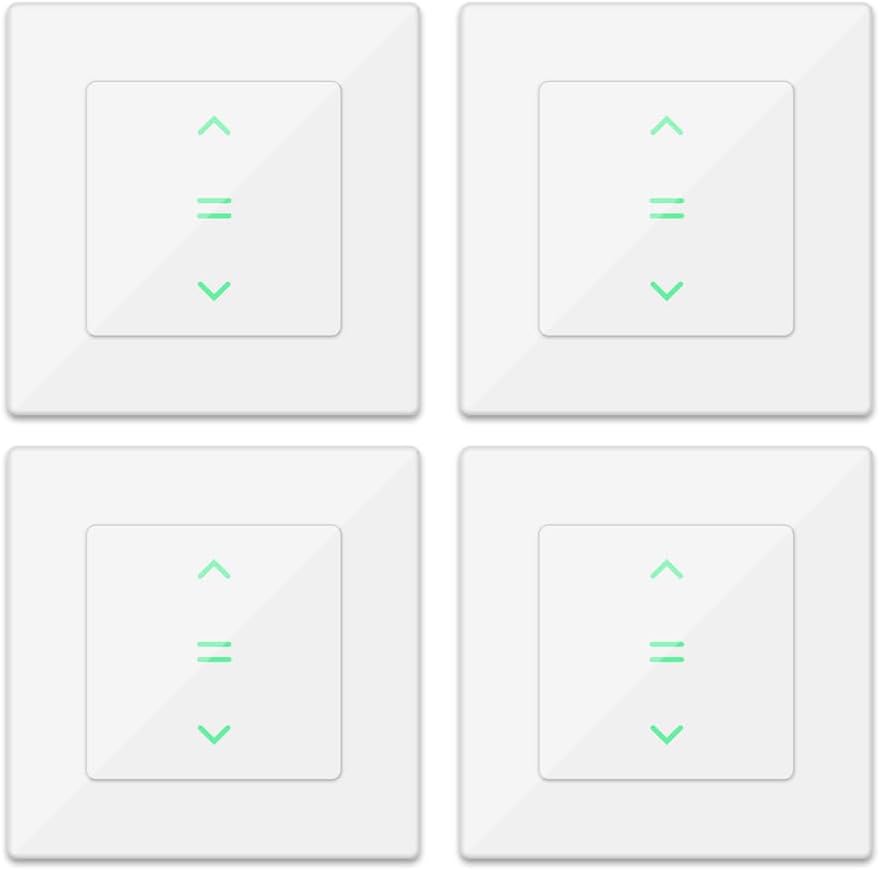 ZMIN WiFi Touch Curtain Motorized Switch - Roller Shutter Tuya Smart Life Remote Control 4 Pack White