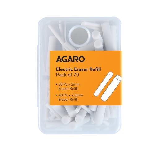Image of AGARO Electric Eraser Refill Pack of 70, 2.3mm & 5mm Eraser, Sketching, Drawing, Portrait Shading