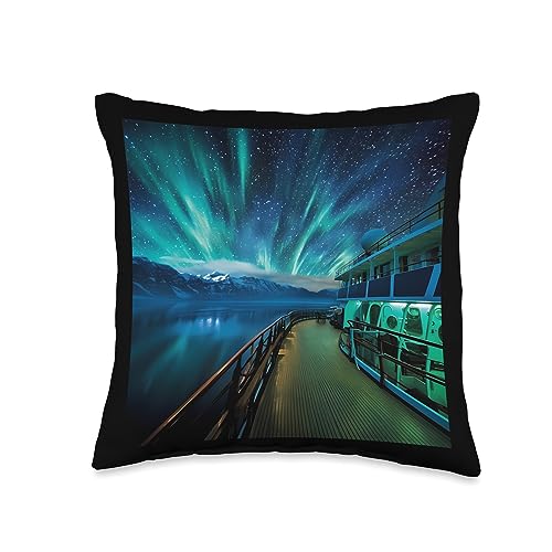 Norway Auroa Borealis Cruise Northern Lights Expedition Throw Pillow