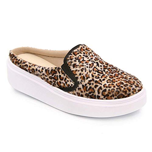 Tênis Mule Feminino Slip On Calcanhar Aberto Babuche Floral Cor:Onça;tamanho:35