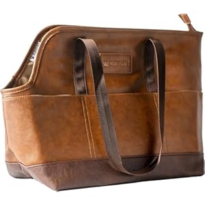 Luxury Dog Purse Carrier - Brown Faux Leather Pet Carrier, Secure Harness Clip, Tote Bag for Small Dogs and Puppies Luxury Dog Purse Carrier Brown Faux Leather Pet Carrier Secure Harness Clip Tote Bag for Small Dogs and Puppies