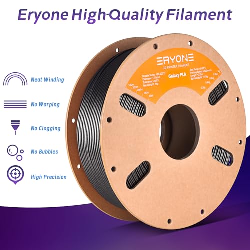 Image of ERYONE Galaxy PLA 3D Printer Filament, Sparkle Glitter PLA, 1.75mm + /-0.03mm, 1kg(2.2LBS) /Spool, Christmas Filament, Galaxy Black