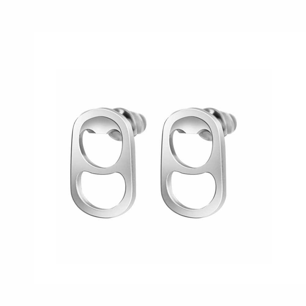 Stainless Steel 18K Gold Plated Can Pull Tab Stud Earrings Women Statement Minimalism Ring-pull Can Earrings Jewelry Gift