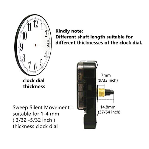 Tikround 12888 Sweep Silent Clock Movement Mechanism With 2 Sets Small Hands 13.5Mm (17/32 Inch) Shaft Length 5.5Mm (7/32 Inch) Thread Length. #TOP1