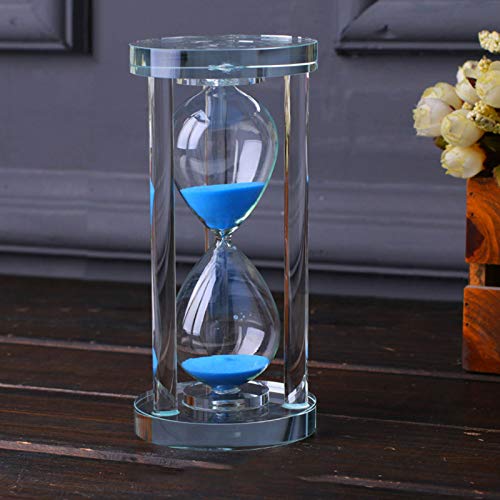 BOSUGE, reloj de arena, cristal transparente, reloj de arena, reloj de arena, manualidades, reloj de arena, temporizador de arena, 15/30/60 minutos (se puede seleccionar una variedad de colores), recu
