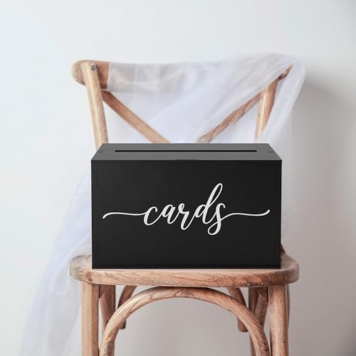 Image of Wooden Wedding Card Box with Slot and Lid | Graduation Card Box for Party 2026 | Grad Gift Money Envelope Holder for Reception, Bridal Shower, Birthday, Retirement | Rustic Keepsake Decorations