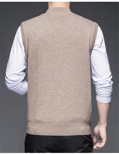 Men Casual Outings Stylish Solid Wool Vest Slim Crew Neck Zip Waistcoat Cardigan with Pocket3