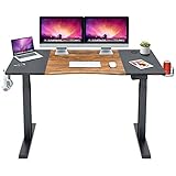 Mr IRONSTONE Electric Height Adjustable Desk 53.5' Standing Desk Sit to Stand Home Office Computer Desk with Splice Board, Cup Holder, Headphone Hook and Cable Management (Vintage+Black)