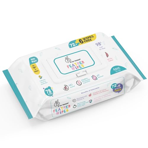 Image of R for Rabbit Feather 78 Baby Wet Wipes for new born Combo Pack of 1