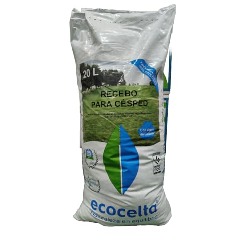 Recebo para cesped 20L - Ecocelta. Elaborado con Algas y Arena de silice. Ideal para siembra y Mantenimiento cesped. Ecológico.