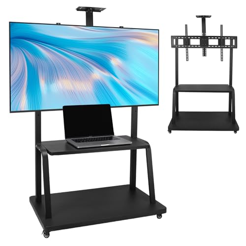 Soporte móvil para TV con ruedas y estante para piso miniatura 2