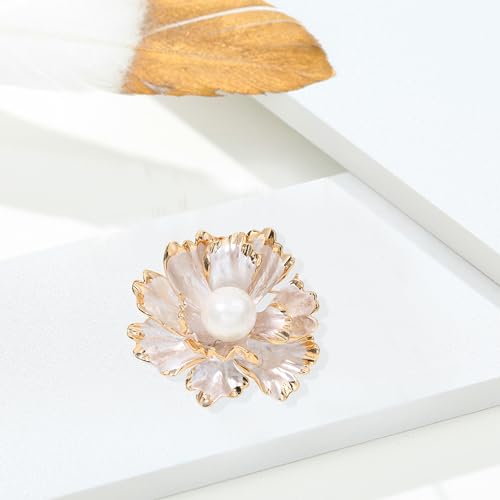 Image of GBAHFY Crystal Pearl Flower Brooches Pins Fashion Beautiful Created Floral Brooch Good Idea for Party Dance Wedding Banquet for Elegant Women