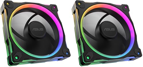 ASUS Prime MR120 ARGB (Noir) – Ventilateurs de boîtier (120mm PWM, 20 ARGB LED, Vitesse du Ventilateur de 1600 TR/Min, débit d'air de 58 CFM, Cadre de 28 mm d'épaisseur, Aura SY RGB) (Lot de 2)