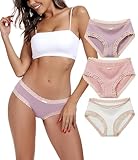 ANLIQI Womens Bamboo Rayon Cotton Underwear Lace Trim Panties 3 Pack Ultra Soft Moisture Wicking Breathable Bikini Panty Multipack (3F,M)