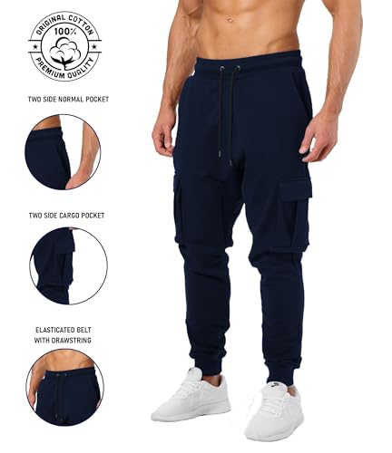 Image of JUGULAR Men's Regular Fit low Rise Cotton Solid Stylish Cargo Track Pants