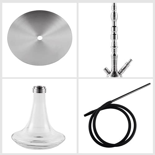 JYXZM Moderne Edelstahlhuka mit Glasvase-Hukahn-Schüssel Set Silikonschlauch - Deluxe mittelhukahn Shisha Raucher-Kit – Bild 5