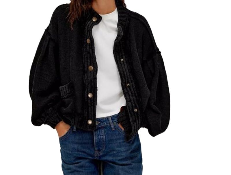 Womens Y2K Fashion Casual Cardigan Long Sleeved Thin Button Down Street Sweater Jacket