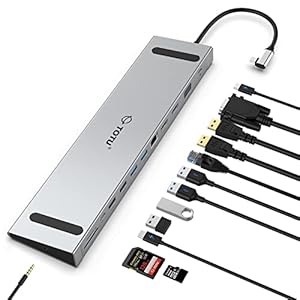 Docking Station, TOTU 13 in 1 USB C Docking Station with Dual 4K HDMI, VGA, 82W PD, 4 USB, Laptop Docking Station and Stand for MacBook and Support Triple Display on Windows Laptop with Thunderbolt 3