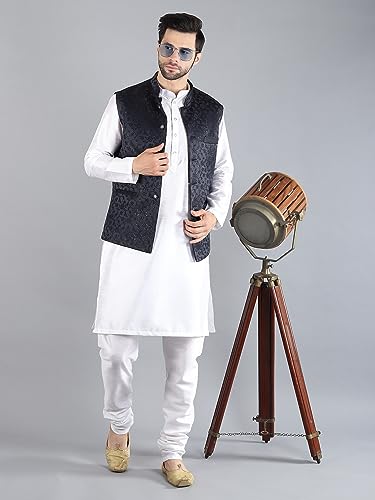 Image of Uri and MacKenzie Men's Silk Blend Kurta Pajama with Designer Ethnic Nehru Jacket /Modi Jacket