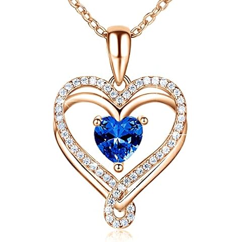 ASHLI JENA Jewelry for Women Infinity Heart Necklaces for Women Birthstone Necklaces for Women 18K Rose Gold Filled 925 Sterling Silver Cover