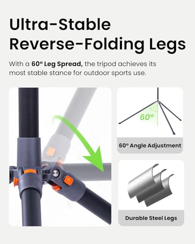 Image of XbotGo NT4 PRO Carbon Fiber Tripod - Professional 12.8ft / 3.9m Extra Tall Sport Camera Stand with Air-Cushioned Center Column, Steady Horseshoe Foot Pads for Game Recording, Seamlessly Fits Falcon